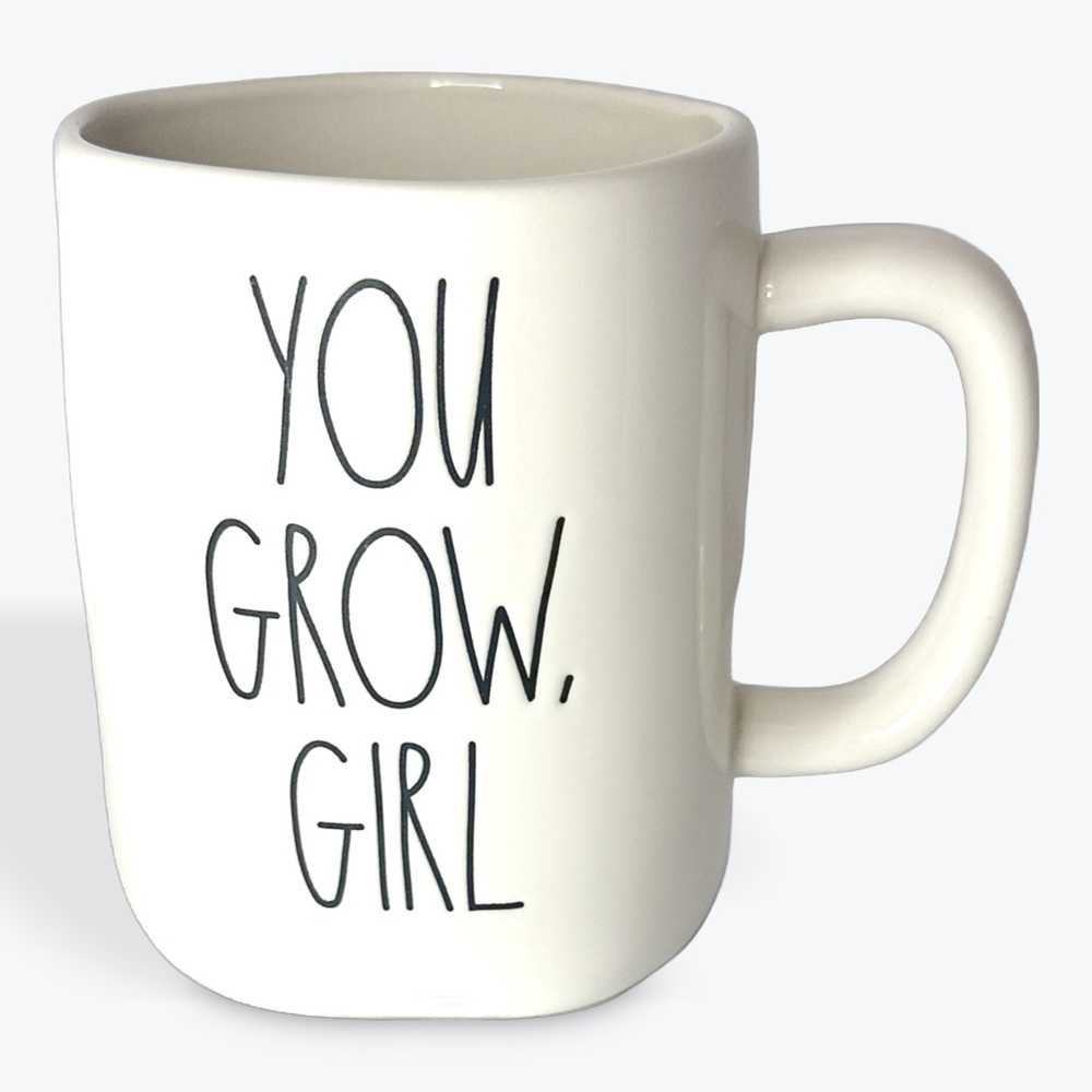 RAE DUNN YOU GROW GIRL White Ceramic double sided collectible coffee tea mug cup
